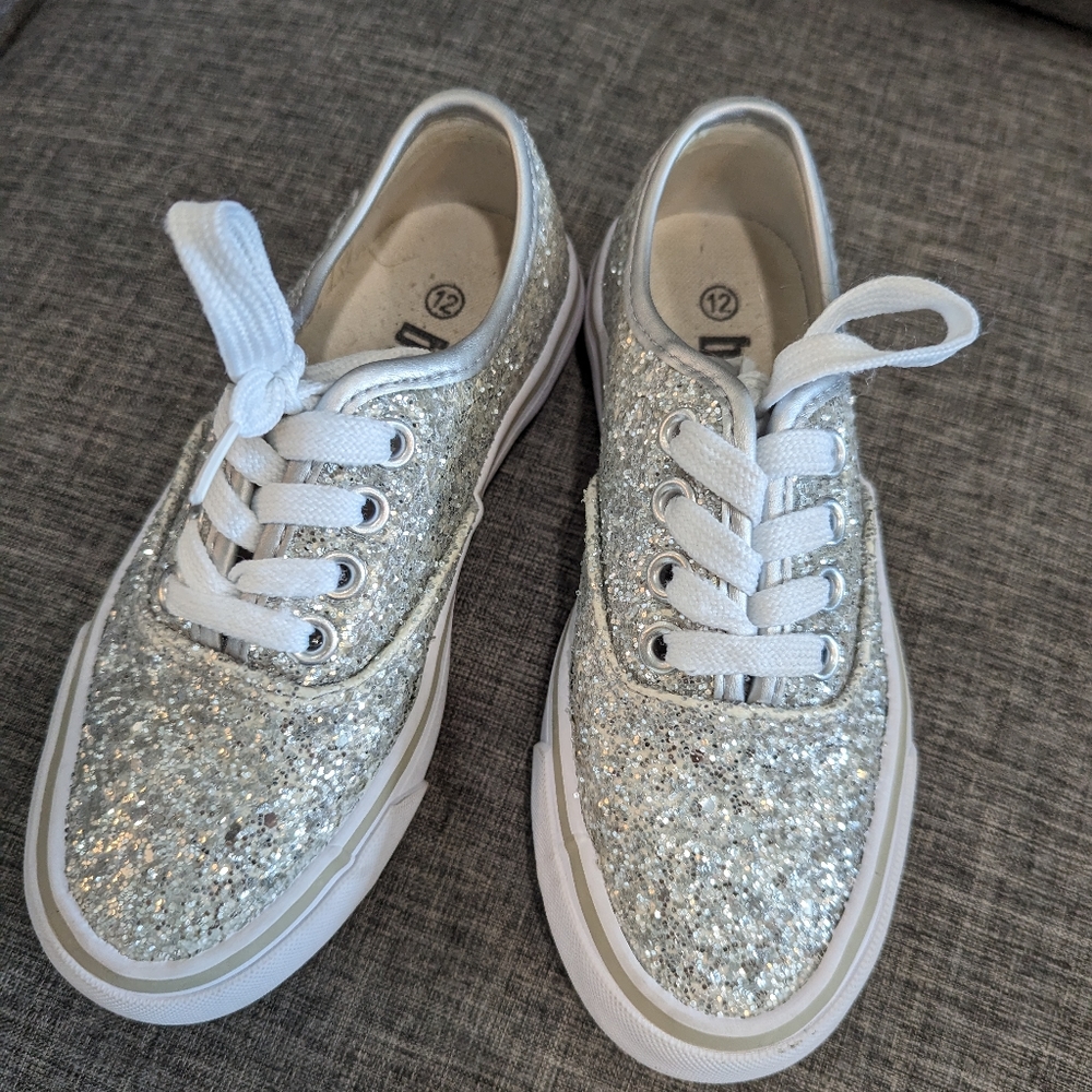 Balera Girl's Low Top Sneakers in Silver Glitter